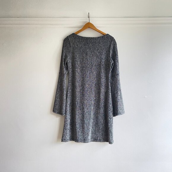 Silver Party Dress. Bell Sleeves. Size S. - Picture 9 of 10